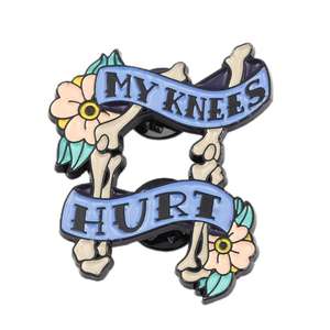 Tendance émail neurone broche broche dessin animé personnalité lettre 'My Kenees Hurt' pour les mariages et cadeaux des femmes technologie de placage - Product Image 5