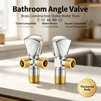 Robinet d'angle en laiton chromé DN15 pour lavabo, commande manuelle, vanne de plomberie pour tuyau d'eau de salle de bain