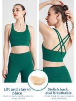 Ensemble de yoga pour femme : Soutien-gorge de sport, Leggings de fitness et de course à dos croisé, taille haute, effet push-up, respirant, couleur unie