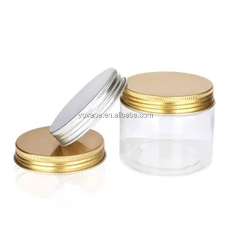 Barattolo trasparente e coperchio in oro