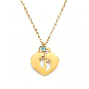 Collier personnalisé Shunquan en acier inoxydable avec chaîne en bambou et numéro, plaqué or 18 carats sous vide, pendentif mode avec gemme pour anniversaire - Product Image 5
