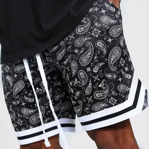 <span class=keywords><strong>Pantaloncini</strong></span> da basket Casual a vita elastica all'ingrosso nero stampa Paisley Shorts <span class=keywords><strong>Bandana</strong></span> per gli uomini - Product Image 1