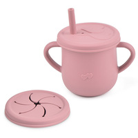 OKSILICONE Tasse à collation de qualité alimentaire Conteneur à collation en silicone pliable Couvercle attrape-collations pour tout-petits et bébés pour l'extérieur