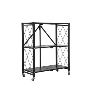 Étagère de <span class=keywords><strong>cuisine</strong></span> pliable en métal de <span class=keywords><strong>style</strong></span> <span class=keywords><strong>industriel</strong></span> pour le rangement des outils de <span class=keywords><strong>cuisine</strong></span>, couleur noire, garantie de 3 ans - Product Image 1