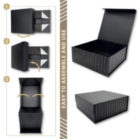 Boîte Cadeau Pliable Magnétique Noire Sur Mesure, Haut Rabattable, Luxe, Recyclable, Emballage Rigide en Carton pour Vêtements, Lamination Mate