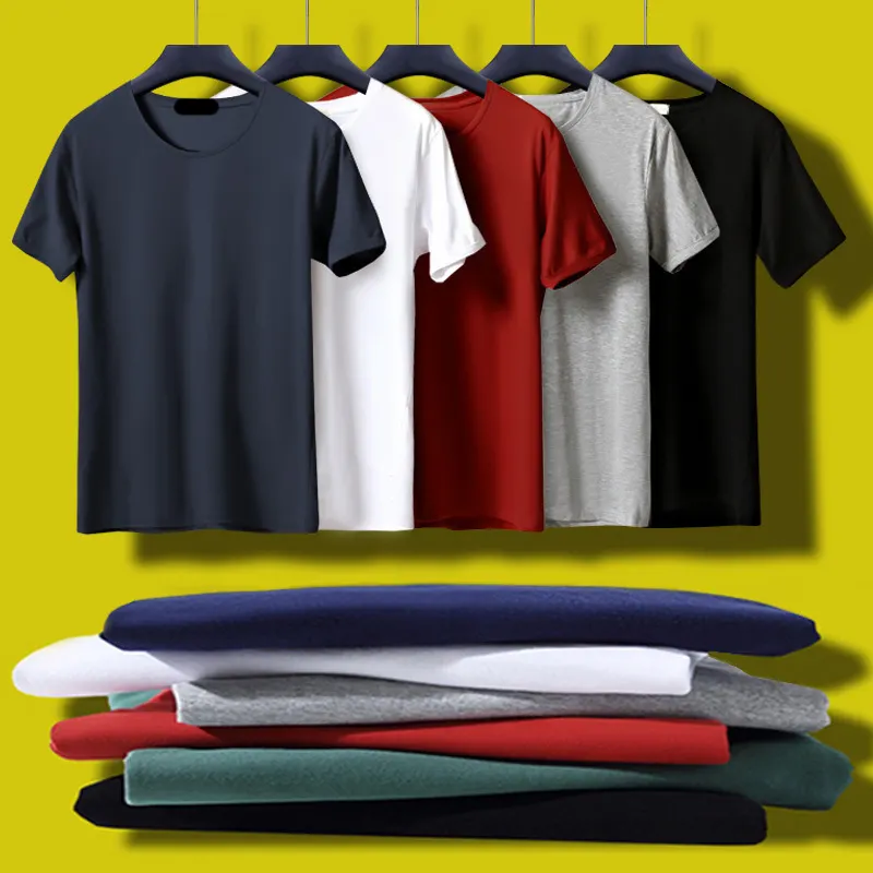 Kaus Katun Model Amerika Preshrunk Pria Aktif Kaus Kosong Produksi untuk Promosi Grosir