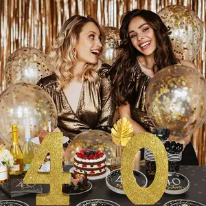 Glitter Number Decorations-Gold And Sliver Table Centerpiece 0-9 Numbers For Birthday Decoration Graduation