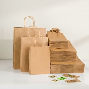 Sac en papier kraft coloré écologique de qualité alimentaire avec poignées, prix d'usine - Product Image 2