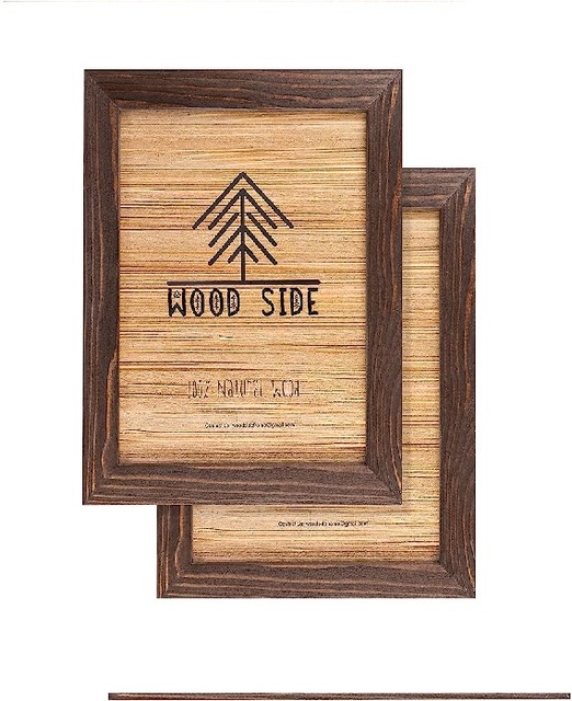 Tabletop Handmade Foldable Lightweight Eco Solid Pine Wood Brown Wenge 8x10 Photo Frame with Letter Board