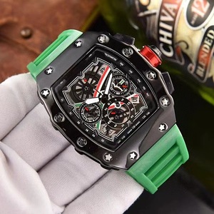 Đồng hồ thạch anh thể thao mới nhất của nam với vỏ silicon hợp kim hình thùng hợp thời trang sáng lịch thời trang mới quay số màu đỏ đen - Product Image 2