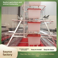 Système de cage à poules pondeuses galvanisé à quatre niveaux et quatre portes avec conception à escaliers multiniveaux