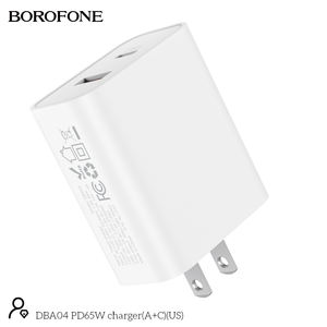 Cargador de Pared <span class=keywords><strong>Borofone</strong></span> OEM DBA04 con Enchufe Estadounidense USB-A+Tipo-C PD65W para Teléfonos Móviles y Computadoras Portátiles - Product Image 3