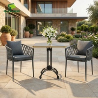 Silla de Comedor Apilable Gloria de Lujo SUNLAND, Estructura de Aluminio, Tejido de Cuerda con Cojín para Exteriores y Hoteles, Cafeterías y Hostelería