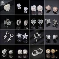 . 25 0,5 1 2 4 5 quilates Moissanite Pendiente Stud Iced Out Round Cut Tornillo Back Plata 10K 14K Oro Vvs Diamante Joyería fina Pendiente