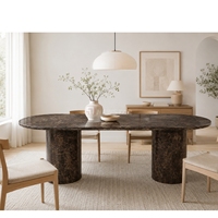 Table à manger de cuisine au design moderne et épuré, table à manger en marbre sur mesure, table à manger d'hôtel pour mobilier de villa