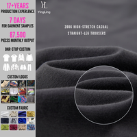 Pantalon de survêtement unisexe Yingling personnalisé avec logo, en toile très extensible, coupe droite décontractée, motif uni, coupe ample et épaisse