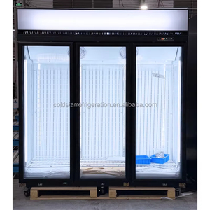 Vitrine réfrigérée commerciale pour supermarché, 3 portes, avec roulettes, capacité 1800L, refroidissement par ventilateur - Product Image 1