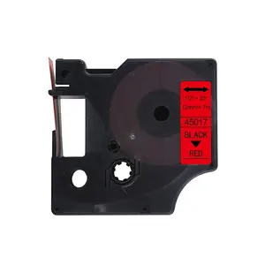 Fita de transferência térmica compatível para impressora DYMO D1 45017 12mm, fita preta em vermelho para etiquetas, etiquetas e etiquetas LM160
