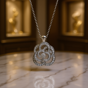 Collar con Colgante de Diamantes Xl1453, Oro Blanco, Corte Brillante Redondo, Diamantes Naturales Certificados por Gia, Joyería de Lujo para Uso Diario de Mujer - Product Image 2