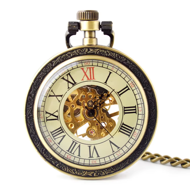 Antique Skeleton Hollow Mechanical Watches Hand Winding Mechanical Wheel Roman Pocket Watches