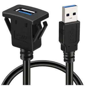 USB 3.0 זכר לנקבה מלבני AUX סומק לוח מחוונים לוח הר USB כבל מאריך לרכב משאית סירת אופנוע לוח מחוונים