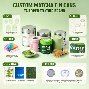 Custom <strong>Food</strong> <strong>Grade</strong> Green Tea Airtight <strong>Tin</strong> <strong>Can</strong> <strong>Empty</strong> Metal Round 30g 60g Matcha <strong>Tin</strong> <strong>Can</strong> Container Packaging - Product Image 6