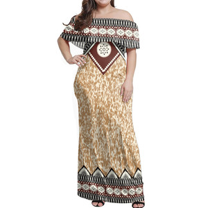 Vestido Maxi <span class=keywords><strong>Sexy</strong></span> <span class=keywords><strong>Masi</strong></span> Tapa de Fiji, Vestido Largo con Hombros Descubiertos, Vestido Vintage de Talla Grande para Mujer, Impresión Bajo Demanda - Product Image 3