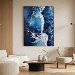 Paisaje Marino Moderno en 3D, Vista Dinámica del Océano, Pintura Original Hecha a Mano, Arte Mural Moderno en Lienzo para el Hogar y la Galería - Product Image 1
