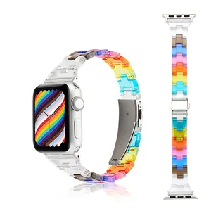HMJ Replacement Strap Stainless Steel Buckle Smart Watch Band Acrylic Watch Strap For Apple Watch