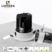 Modern 9W COB LED Downlight Diecasting aluminium anti-silau 55mm potongan langit-langit Spotlight arah tetap untuk rumah atau kantor