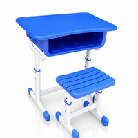 Ensemble bureau et chaise d'écolier réglables en hauteur avec structure métallique et siège, idéal pour l'étude des élèves et des enfants - Fournisseur direct usine
