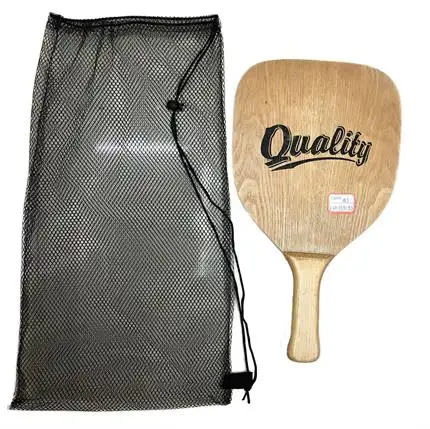 Jogo de raquetes de tênis de praia para treinamento, conjunto de raquetes de madeira para praia, design profissional de madeira clássico personalizado