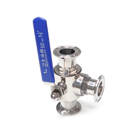 Vanne à boisseau sphérique à trois voies en acier inoxydable de qualité sanitaire 304 316 avec sphère de type T/L