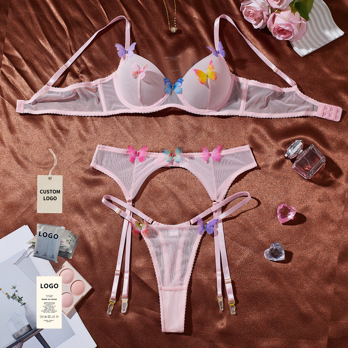 casual garter belt Yummy Bee - Garter Belt Set - 4 Strap Slim Lace Garter Set main image 1