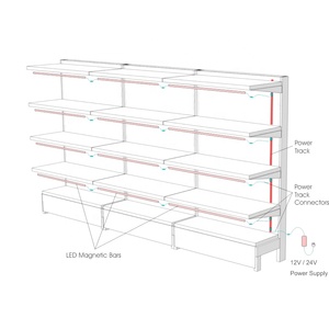 Cct có thể điều chỉnh siêu thị Kệ Kệ <span class=keywords><strong>LED</strong></span> Showcase Kệ điện theo dõi đường sắt điện áp thấp từ theo dõi hệ thống ánh sáng - Product Image 1