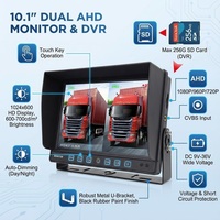 Moniteur tactile capacitif 10,1 pouces 700 nit | Prise d'aviation à 4 broches | Boîtier en caoutchouc peint | DVR H.264 2 canaux à écran partagé pour bus, camions agricoles et poids lourds