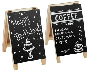 Wood Teach Blackboard for Kids 2 Pack Mini Chalkboard Easel Signs for Tabletop Decorations