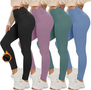 Leggings de yoga d'hiver pour femmes, doux et chauds, à effet ventre plat, color block, froncés aux fesses, taille haute, doublés polaire, pour la <span class=keywords><strong>randonnée</strong></span> - Product Image 3