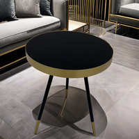 Ensemble de tables d'appoint/de salon en métal style ferme moderne avec pieds en bois massif noir et or, mobilier de maison pour salon, chambre, appartement, entrepôt