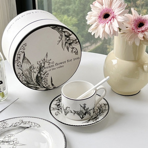 Ensemble tasse à café et soucoupe en céramique 'As Slow As Ever', style campagnard français 'Lily of Valley', <span class=keywords><strong>assiette</strong></span> à gâteau de luxe léger, tasses vintage de niche - Product Image 6