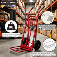 Chariot à plateforme en acier robuste, capacité 600 lb, double plaque de protection, poignées ergonomiques, roues pneumatiques rouges de 10 pouces, chariot OEM