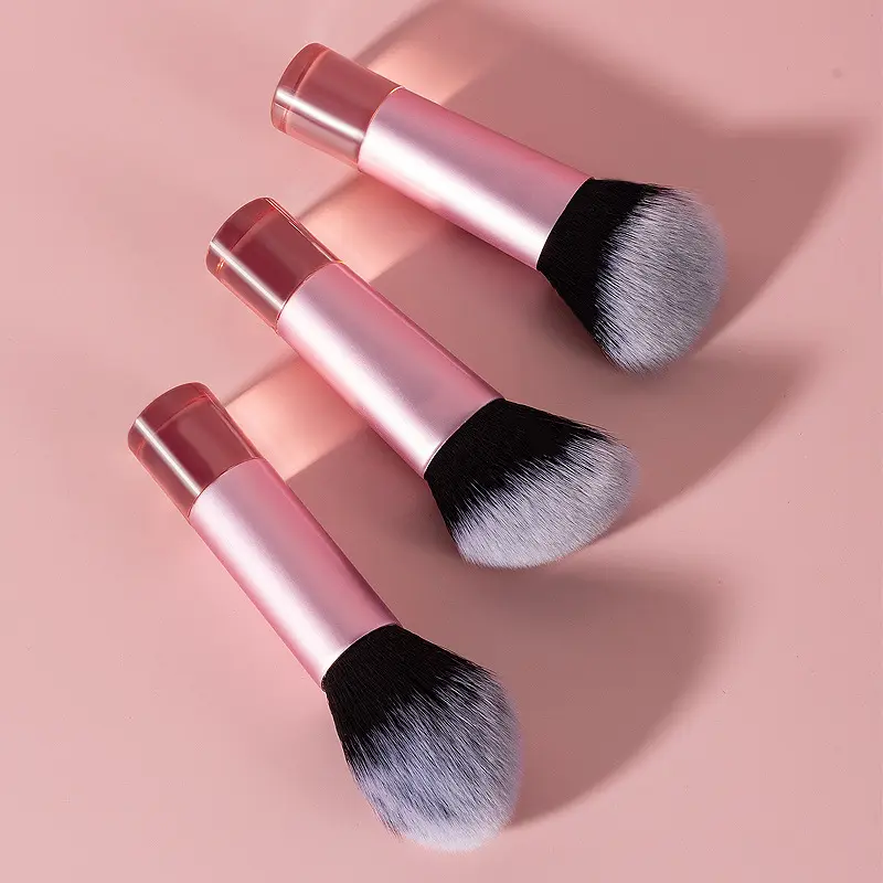 veganes roségold luxuriöse einfache einzelpinsel für make-up aluminiumgriff weiche grundierung rouge pinsel