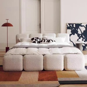 <span class=keywords><strong>Lit</strong></span> <span class=keywords><strong>king</strong></span> <span class=keywords><strong>size</strong></span> en tissu minimaliste moderne, chambre à coucher haut de gamme, cadre en bois couleur crème élégant et doux, <span class=keywords><strong>lit</strong></span> queen <span class=keywords><strong>size</strong></span> - Product Image 2