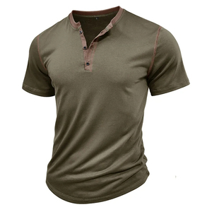 Verano Henry Camiseta informal de cuello redondo para hombre Camiseta de manga corta de poliéster/algodón de colores mezclados Ropa de verano - Product Image 2