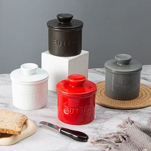 Tarro de cerámica multicolor para mantequilla con tapas, ideal para la cocina del hogar, ¡el más vendido! - Product Image 4