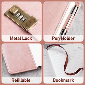 Tùy Chỉnh Thiết Kế 240 Trang Màu Hồng Nhật Ký A5 Kích Thước Từ Máy Tính Xách Tay Với Khóa Và Mật Khẩu An Toàn Cá Nhân Tổ Chức Với Bút - Product Image 3