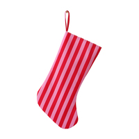 Chaussette de Noël rayée pour enfants, mignonne, réutilisable, en toile, avec boucle de suspension, décoration de Noël, fabriquée en Chine continentale