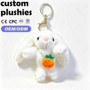 Porte-clés <span class=keywords><strong>en</strong></span> peluche lapin blanc <span class=keywords><strong>en</strong></span> gros, mignon lapin aux longues oreilles avec <span class=keywords><strong>carotte</strong></span>, mini pendentif animal <span class=keywords><strong>en</strong></span> peluche, cadeau pour enfants - Product Image 1
