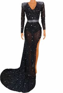 Sexy manga larga malla strass <span class=keywords><strong>vestidos</strong></span> de baile <span class=keywords><strong>para</strong></span> mujeres abertura alta graduación fiesta vestido de graduación <span class=keywords><strong>2022</strong></span> <span class=keywords><strong>boda</strong></span> invitados <span class=keywords><strong>vestidos</strong></span> de noche - Product Image 3
