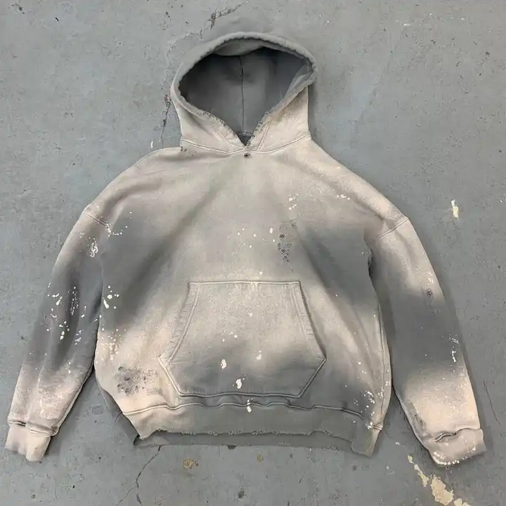 100 cotton y2k designer heavyweight vintage men distressed sun faded hoodies Custom blank hoodies 500 gsm acid wash hoodie
